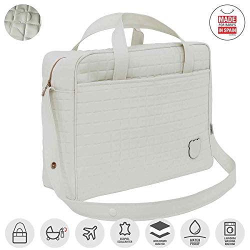 Bolso Maternal Maletin Gofre Beige 20X44X33 Cm