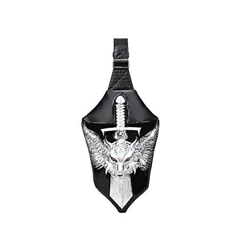 Bolso Tipo Bandolera Estilo Punk para Hombre, de Poliuretano, con Bolsillo, para el Exterior, para el teléfono móvil, para Ocio, Color Plata, tamaño Talla única