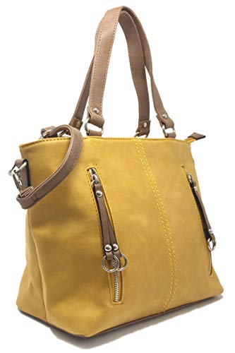 Bolsos de diseño de tamaño mediano para mujer hermosa señora Fashion Grab Bag con correa de hombro ajustable desmontable., color Amarillo, talla Medium