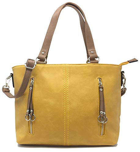 Bolsos de diseño de tamaño mediano para mujer hermosa señora Fashion Grab Bag con correa de hombro ajustable desmontable., color Amarillo, talla Medium