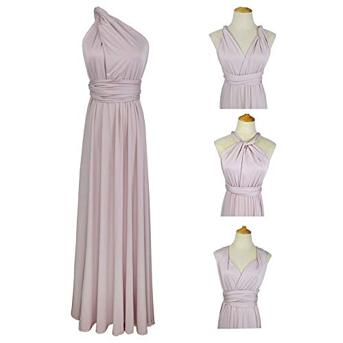 Bonita Multiway convertible largo vestido de cóctel formal sólido de las mujeres dama de honor del partido de tarde del vestido de boda del abrigo de los vestidos del vendaje (color: pasta de alubias)