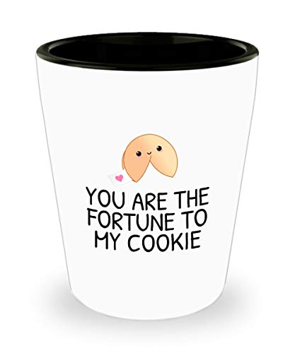 Bonito vaso de chupito romántico, regalo de San Valentín, aniversario, idea de regalo de la fortuna a mi galleta, regalo de cumpleaños para ser querido.
