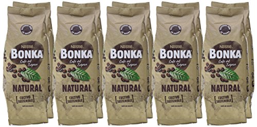 BONKA Café en grano de tueste Natural y de cultivo sostenible - Paquete de Café en grano de 10 x 500 g- Total: 5 kg