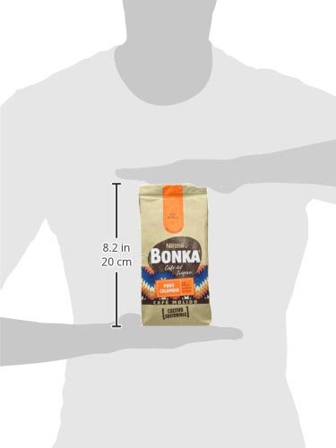BONKA Café Molido de Tueste Natural Puro Colombia y Cultivo Sostenible, Paquete de Café de 8 x 220 g