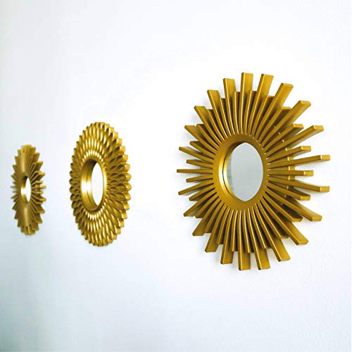BONNYCO Espejos Pared Decorativos Dorados Pack 3 Espejos Decorativos Ideales para Decoracion Casa, Habitación y Salón | Espejos Redondos Pared Regalos Originales para Mujer | Decoracion Pared