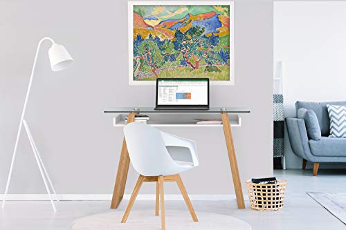 bonVIVO Escritorio Massimo, Mesa para Ordenador Moderno con Cristal, Madera Natural y Estantes Lacados en un Diseño Contemporáneo
