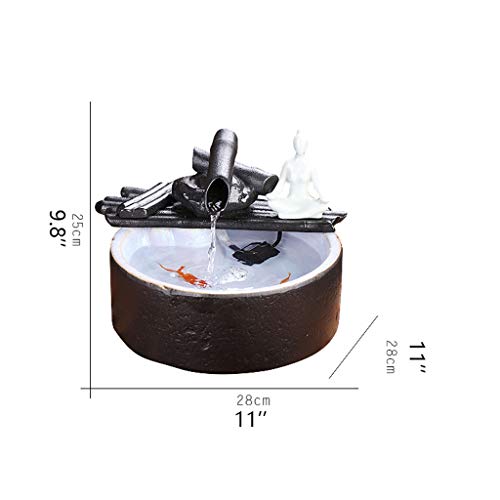 BORE Fuentes de Interior Características Lucky Cerámica de la Vendimia Decoración del Acuario de Escritorio Regalo Fuentes de bambú Chino Jardín Zen Fuente de Agua Modernas (Color : Without Fog)