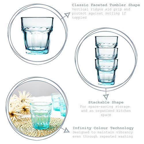 Bormioli Rocco Rock Bar Salón acanalada Vaso Vasos Set - 270 ml - Azul - Pack de 6