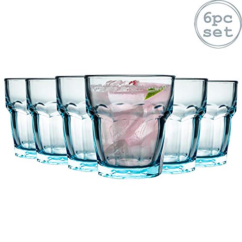Bormioli Rocco Rock Bar Salón acanalada Vaso Vasos Set - 270 ml - Azul - Pack de 6