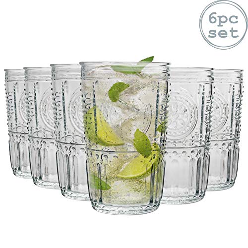 Bormioli Rocco Romantic - Juego de Vasos Altos para cócteles - Diseño Italiano Tradicional - 475 ml - Pack de 6