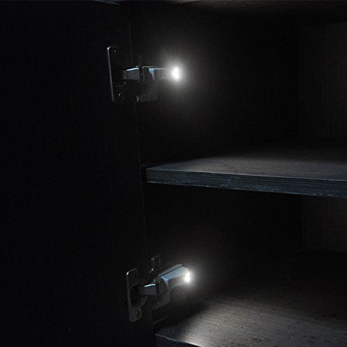 Boruit 10 pcs 0.25W Interior LED Gabinete Luz Lámpara de Inducción Universales Cocina Lámpara Lámpara para Muebles Sala de Estar Dormitorio(Blanco fresco)