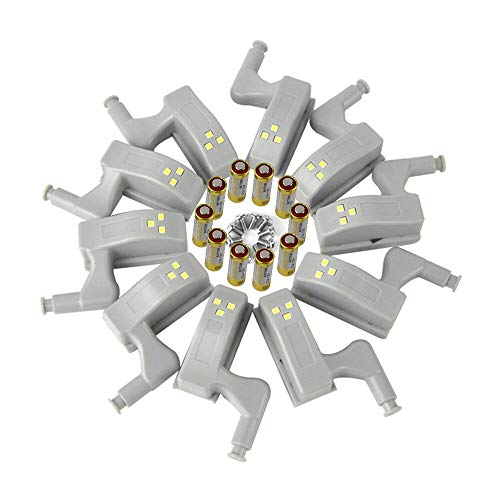Boruit 10 pcs 0.25W Interior LED Gabinete Luz Lámpara de Inducción Universales Cocina Lámpara Lámpara para Muebles Sala de Estar Dormitorio(Blanco fresco)
