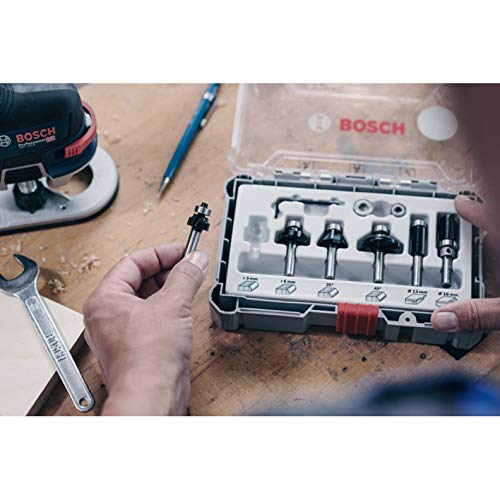 Bosch Professional 2607017468 Juego de 6 fresas para perfilar y recortar (para madera, para fresadoras con vástago de 6 mm), Color