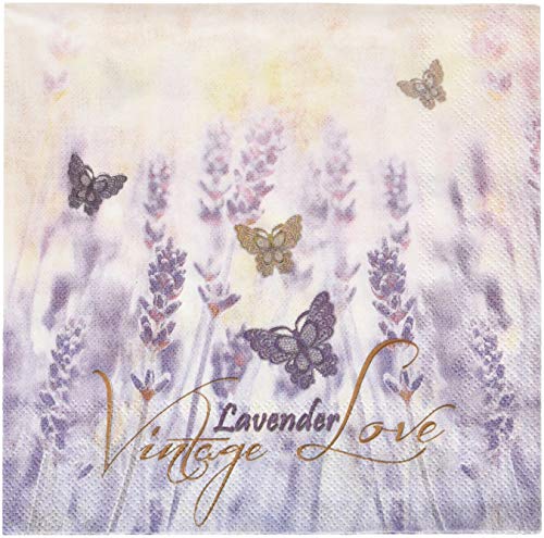 Boston International L782000 IHR - Servilletas de papel, diseño vintage de lavanda