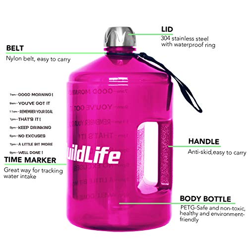 Botella de agua deportiva con marcas de tiempo, ideal para gimnasio, culturismo, culturismo, deportes al aire libre, senderismo, oficina, etc., morado