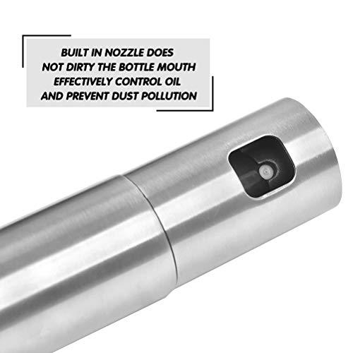 Botella de Pulverizador de Aceite de 100 ML, Dispensador de Pulverizador de Vinagre de Acero Inoxidable, Pulverizador de Cocina Portátil, para Barbacoa, Ensalada, con Embudo de Cepillo
