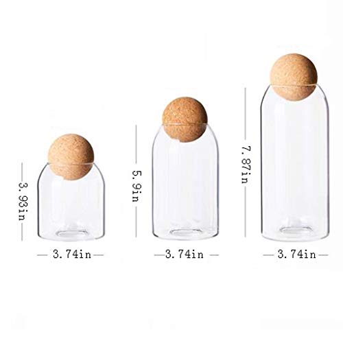 Botes de Vidrio Frasco de vidrio con tapa hermética bola de madera, Claro tarro del caramelo, tarros de almacenamiento de alimentos Envase for servir té café especias Azúcar Sal Botes de Cristal con T