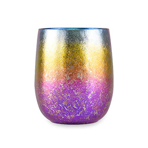 Boundless Voyage Ultraligero Titanio Taza de Doble Capa Color escamoso Taza Colorida con Flor de Hielo para Agua Té Cerveza Vino Jugo de Fruta