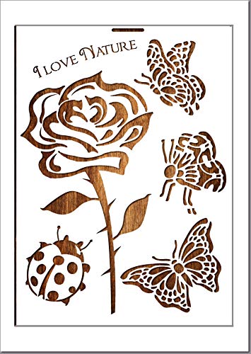 Boutique de isacrea Plantilla de plástico Mylar Beige 21 x 29,7 cm: I Love Nature