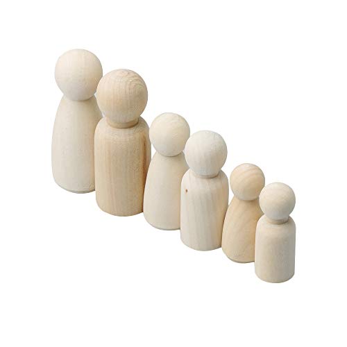 BQLZR 65 mm 55 mm 43 mm hembra y macho de madera juego de muñeca de Little People body para artes manualidades y pintado tarta de Boda DIY paquete de 30