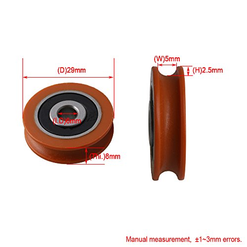 BQLZR - Polea para puertas y ventanas, 29 mm de diámetro exterior, nailon, color naranja