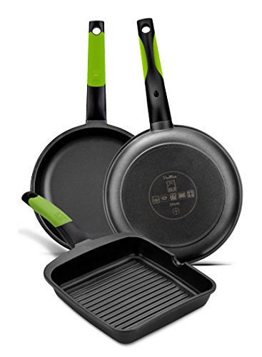 BRA PRIOR - Grill asador con rayas, aluminio fundido con antiadherente Teflon Classic,  22 Cc