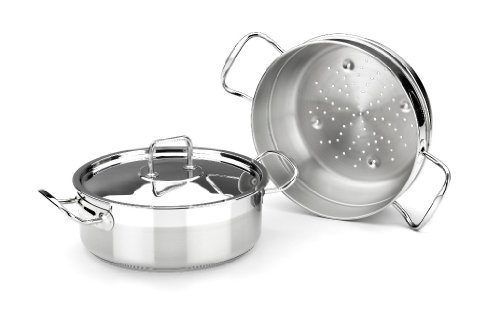 BRA Profesional - Set para cocinar al Vapor con Tapa, 24 cm, Acero Inoxidable 18/10