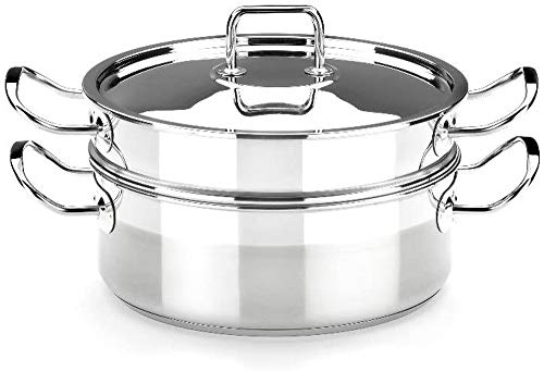 BRA Profesional - Set para cocinar al Vapor con Tapa, 24 cm, Acero Inoxidable 18/10
