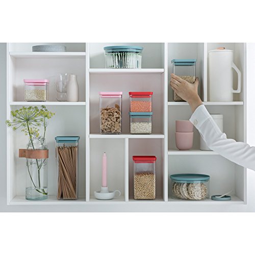 Brabantia Bote cuadrado de 2.5 l, tapa rosa