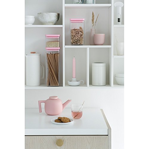 Brabantia Bote cuadrado de 2.5 l, tapa rosa