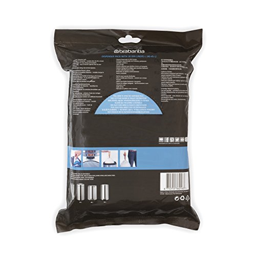 Brabantia Dispensador Bolsas de Basura, 45 L, Blanco, 40-45 L, 30
