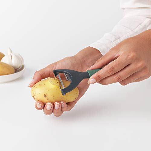 Brabantia Tasty+ Pelador de alimentos en forma de Y y rallador de cítricos, color fir green