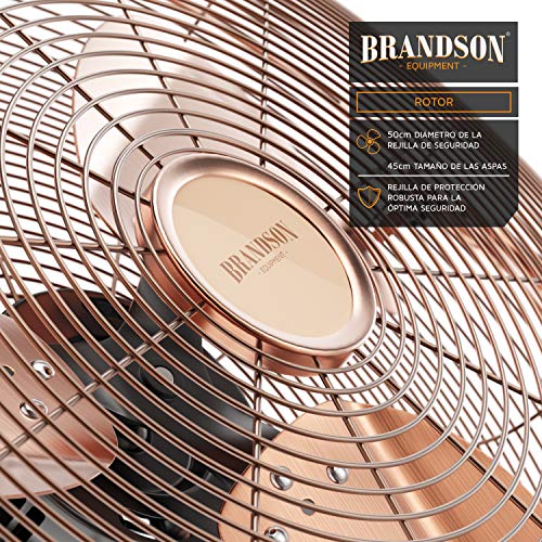 Brandson - Ventilador de Mesa 50 cm - máquina de Viento - 3 Niveles de Potencia - Potencia 120 W - diseño Retro - Metal Cobre
