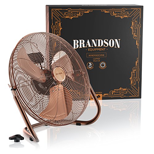 Brandson - Ventilador de Mesa 50 cm - máquina de Viento - 3 Niveles de Potencia - Potencia 120 W - diseño Retro - Metal Cobre