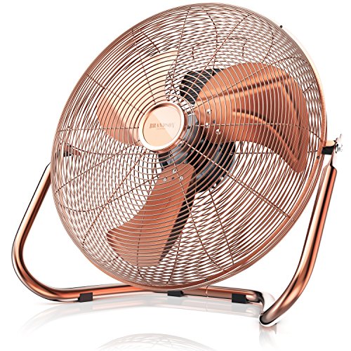 Brandson - Ventilador de Mesa 50 cm - máquina de Viento - 3 Niveles de Potencia - Potencia 120 W - diseño Retro - Metal Cobre