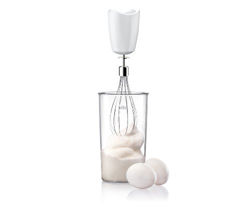 Braun Minipimer 5 MQ 500 7WH Puree - Batidora de mano, 750 W potencia, 21 velocidades, vaso medidor 0,6 L, campana anti-salpicaduras, accesorio pasa-puré, varilla batidora, blanco y gris