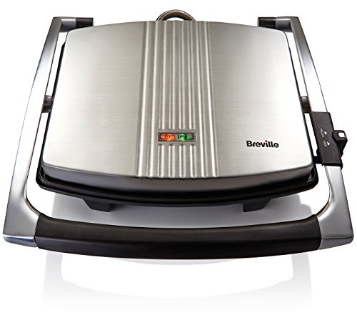 Breville VST026 Sandwichera tipo Panini 2000W, 2000 W, 3 Decibeles, Acero Inoxidable, Platino
