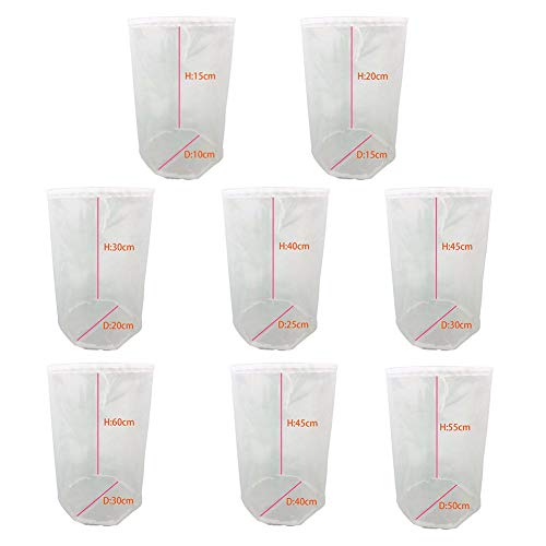 Brillie 1 Bolsa de 8 tamaños Reutilizable de Malla Fina de Nailon para colador de Alimentos, Bolsa de Filtro para Leche de Almendra, café, Cerveza casera, Salto, Zumo, A,  20 * 30