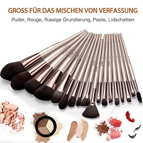 Brochas de Maquillaje BESTOPE 18PCS Kits de Pinceles Cosméticos Profesionales Cualquier Consistencia en Polvo, Crema, Líquidos, Delineador de Ojos, Base, Corrector en PolvoSuelto