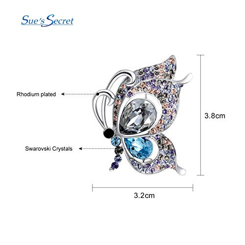 Broche de mariposa - Broches para mujer - Broches con espaldas de alfileres - Cristal de swarovski - Vestido de suéter, camisa de abrigo Broche de bisutería para niña, madre, amiga, regalos