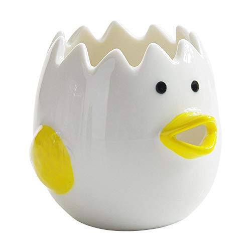 Brownrolly Dibujos Animados Pollito Separador de Huevos Cocina Gadget de Cocina Cerámica de Huevo Separador Blanco, Utensilios para el hogar para Hornear Suministros para el hogar Niños ama de casa