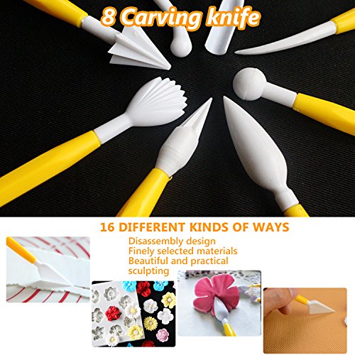 Buluri 84 Piezas Fondant Cortadores - Bricolaje Fondant Cake Decorating Sugarcraft Tools Kits - Para Decorar Pasteles, Fondant, Galletas De Jarabe,Galletas, Azúcar, Chocolat