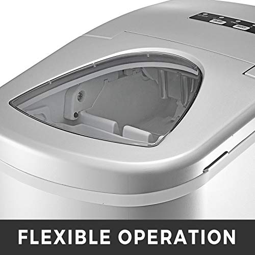 BuoQua Máquina de Hielo Portátil 12 KG por 24H Máquina Silenciosa para Hacer Hielo Máquina de Hielo para Casa Portátil Máquina para Hacer Cúbitos de Hielo Máquina de Cúbitos de Hielo (Plata)