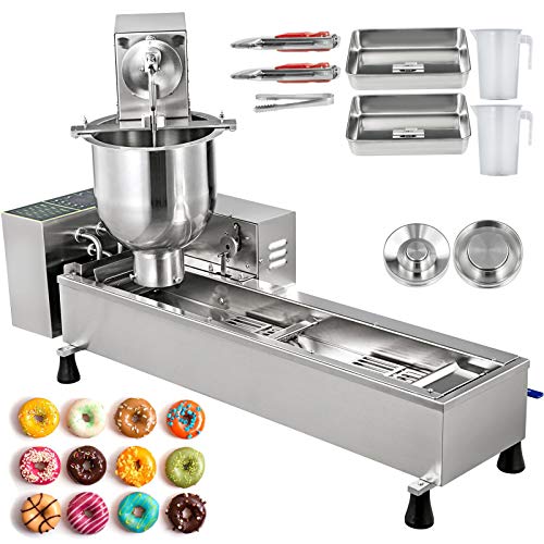 BuoQua Máquina para Hacer Rosquillas, 7 L, Máquina de Donuts Comercial de Sola una Hilera, Buñuelos Máquina de Acero Inoxidable 304, Donas de 3 Tamaños, Control Inteligente, para Restaurante y Casa