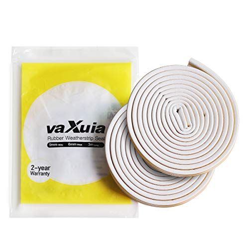 Burletes Puertas Vaxuia Tira de Sellado Junta de Goma burlete para Puerta Ventana Antigolpes, Autoadhesiva Resistente al Agua, Silenciador de Ruido(Tipo D, Blanco 12M)