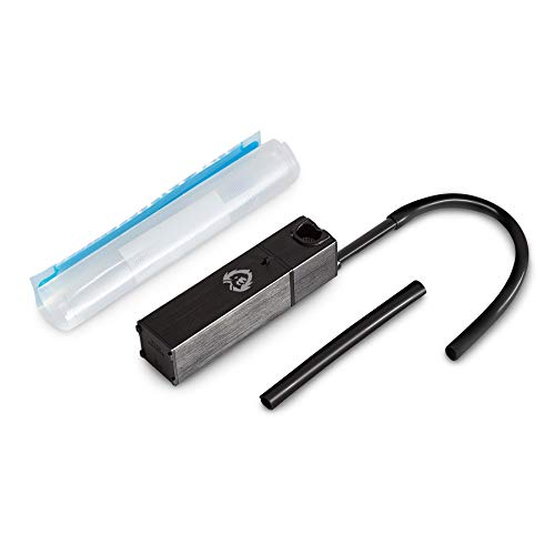 BURNHARD Set de Ahumado con Bolsas aromáticas y Pipa de Humo con Capa de Aluminio anodizado, de Calidad y eficaz - Negro