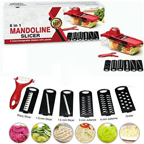 BYETOO - Cortador de verduras con mandolina, color rojo