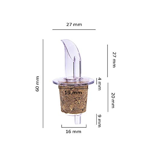 Byoeko dosificador, vertedor, Boquilla, Pico, dispensador de plástico con Corcho Natural para Botellas de Aceite, vinagre y Otros líquidos. 10 Unidades