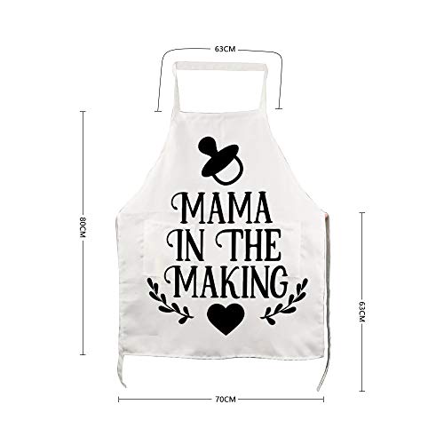 Byron Hoyle - Delantal para adulto, diseño de mamá en la fabricación de mujeres, delantal de cocina blanco con bolsillos, para hornear, para barbacoa, regalo para madres, parrilla con bolsillos