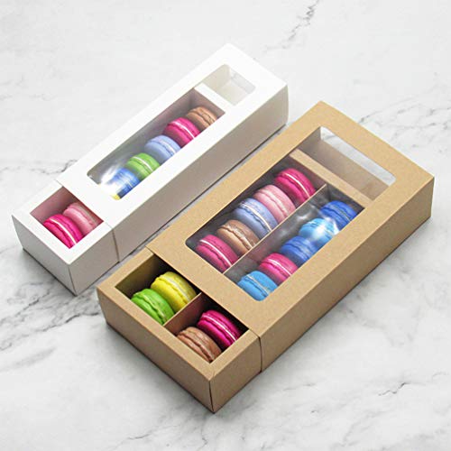 Cabilock 10 Piezas de Cajas de Panadería de Cartón Kraft con Ventana Transparente Mini Cajas de Pastel Cajas de Galletas Caja de Embalaje de Pastelería para El Hogar Y La Tienda Blanco